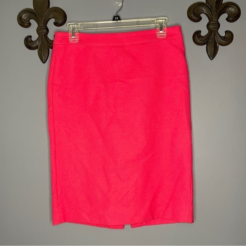 J Crew No. 2 pencil wool skirt size 4 melon/salmon - Picture 1 of 5